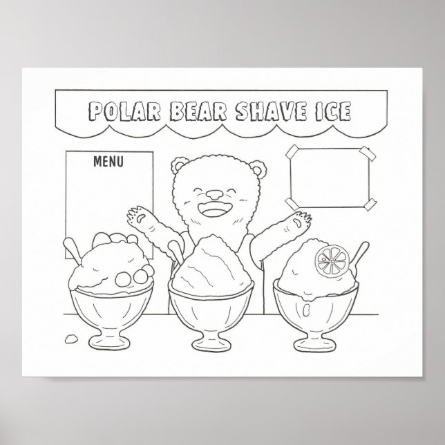 Nedladdningsbar Polar Bear Shave Ice-barnfärgning Poster (Framsidan)