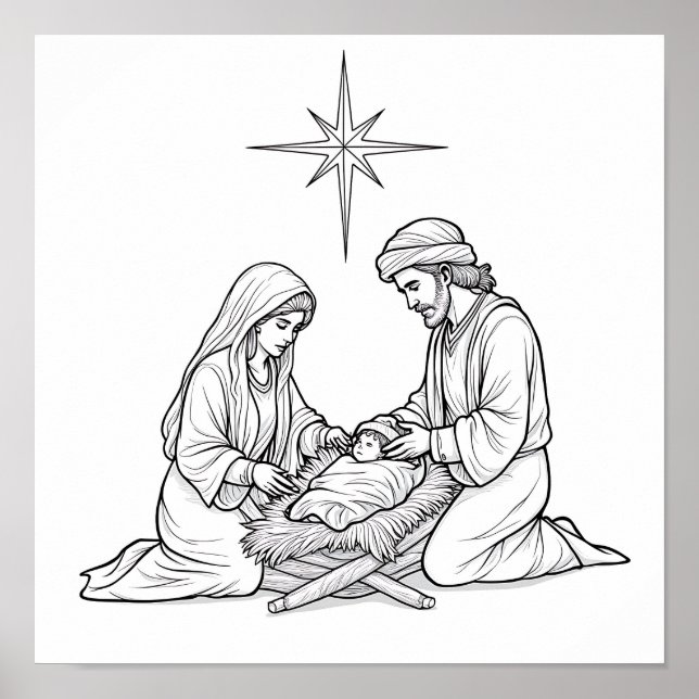 Nedladdningsbar Religiösa Julscenen Poster (Framsidan)