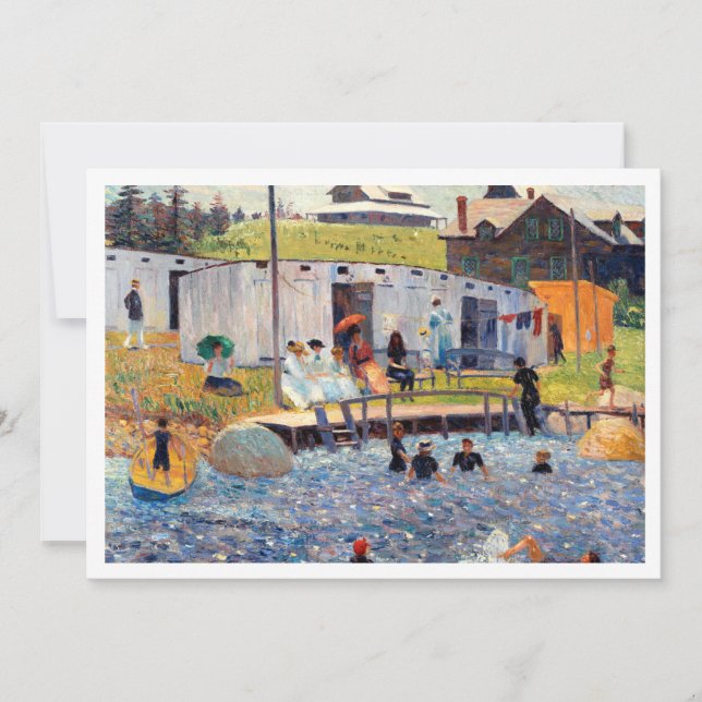 Nedladdningsbar vacker berömd målning på strand inbjudningar (Framsida)