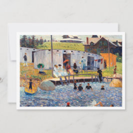 Nedladdningsbar vacker berömd målning på strand inbjudningar