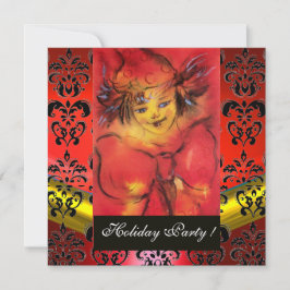 NEDLAT MED RED BOW BLACK GULD DAMASK MONOGRAM Ruby Inbjudningar