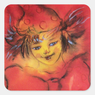 NEDLAT MED RÖD RIBBON FYRKANTIGT KLISTERMÄRKE