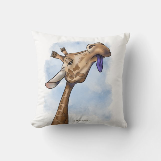 Nedlåtande giraffteckning kudde (Framsida)