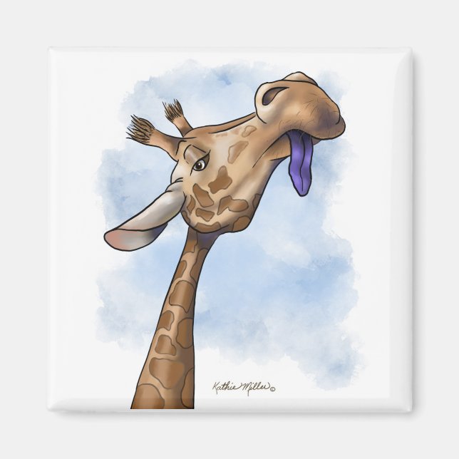 Nedlåtande seriefigur av giraff magnet (Framsidan)