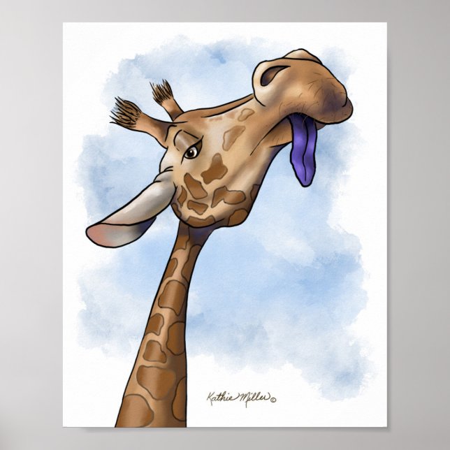 Nedlåtande seriefigur av giraff poster (Framsidan)
