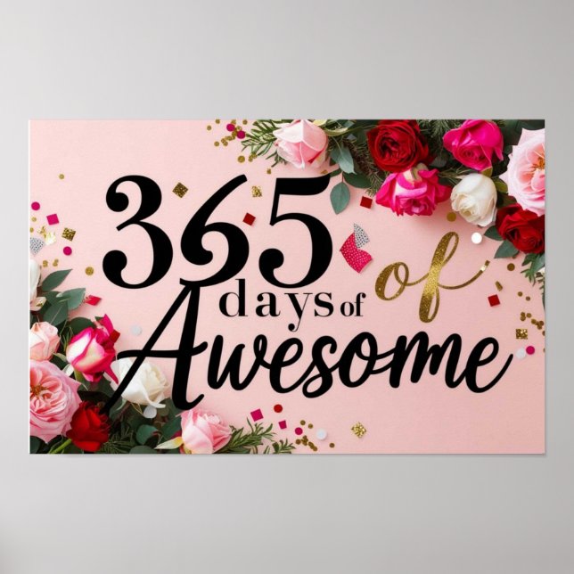 Nedräkning av blommigtens födelsedag rosa poster v (Framsidan)
