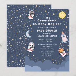 Nedräkning till Baby Space Baby Shower-inbjudan Inbjudningar