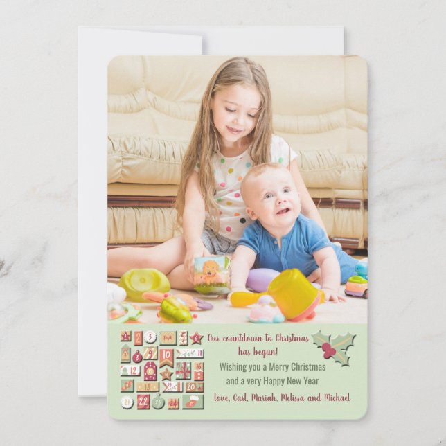 Nedräkning till julfoto-Helgdag Inbjudningar (Framsida)