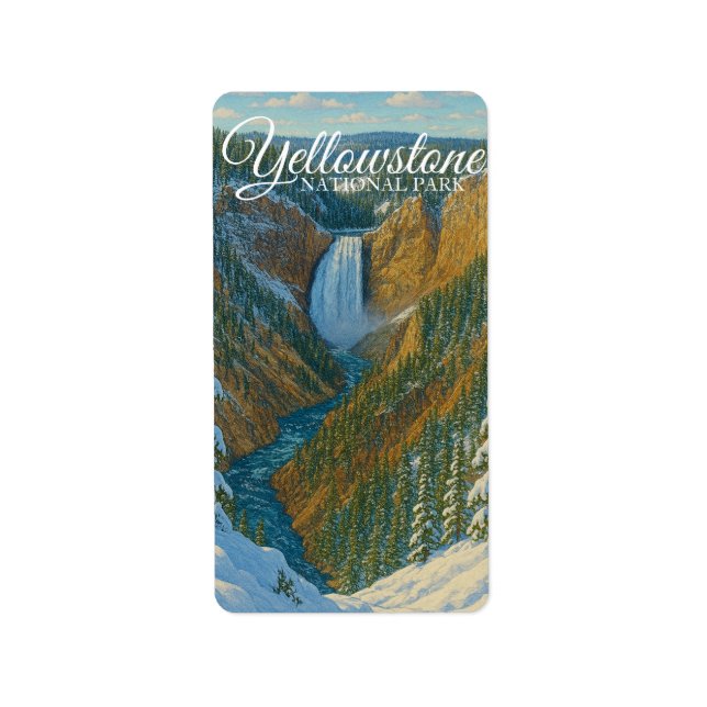 NEDRE FALL, YELLOWSTONE NATIONALPARK ADRESSETIKETT (Framsidan)