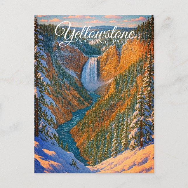 NEDRE FALLS, YELLOWSTONE NATIONALPARK VYKORT (Framsida)