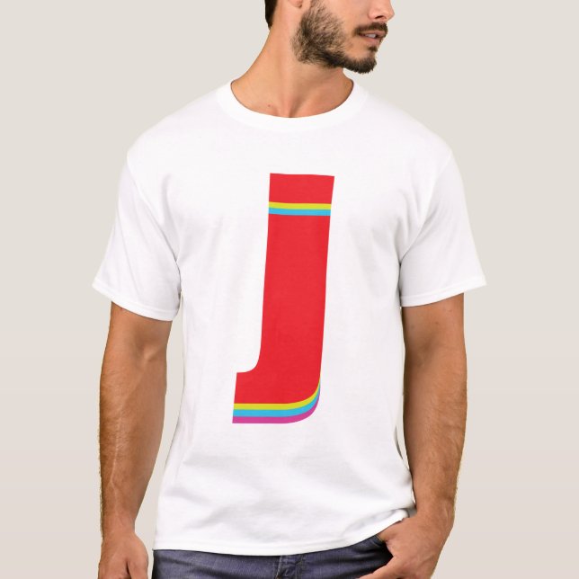 Nedre Fodral Brev J Monogram Offset Rainbow T Shirt (Framsida)
