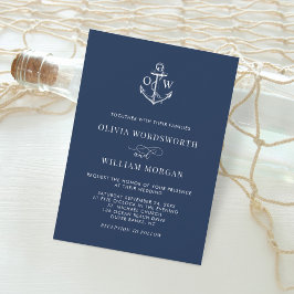 Nedre gräns för marin blå marinankor, Monogram, Br Inbjudningar