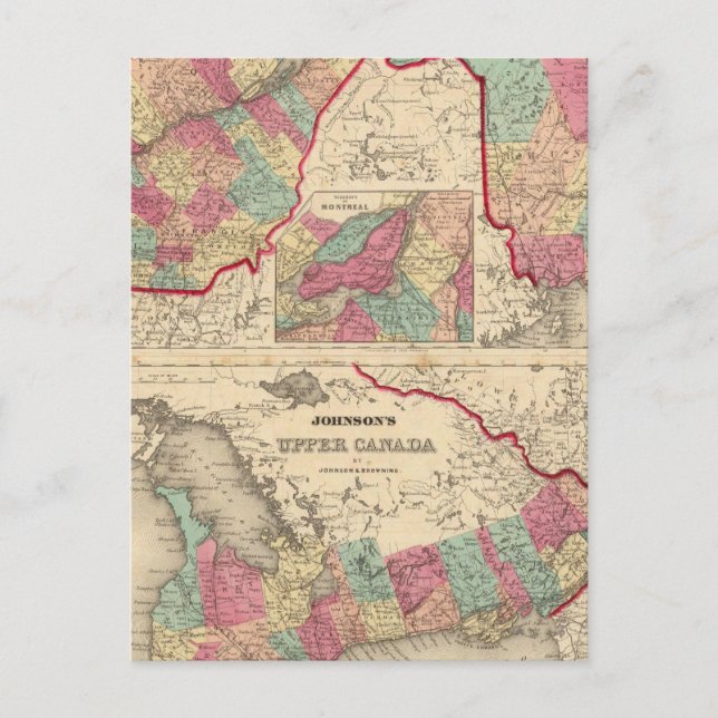 Nedre Kanada och New Brunswick Upper Canada Vykort (Framsida)