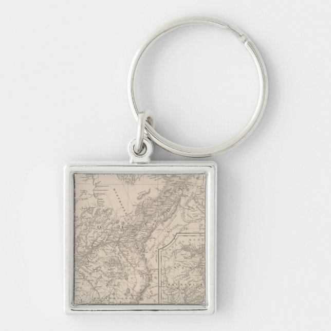 Nedre Kanada Öster Fyrkantig Silverfärgad Nyckelring (Framsidan)