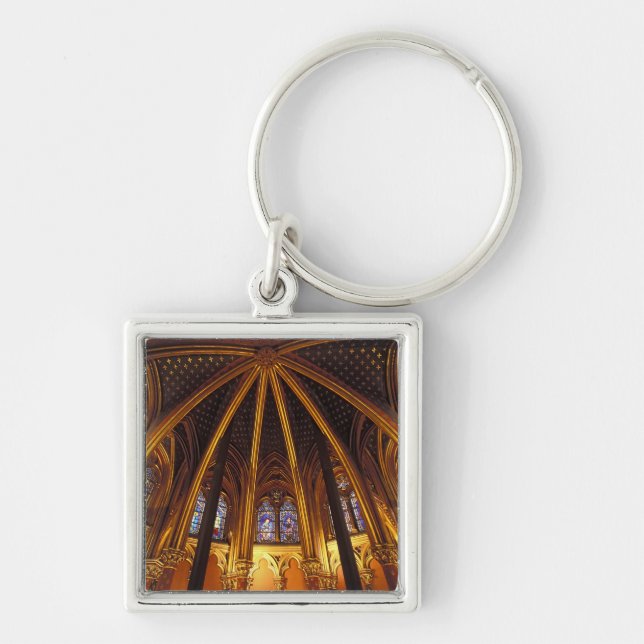 Nedre kapell i La Sainte-Chapelle, Paris, Fyrkantig Silverfärgad Nyckelring (Framsidan)