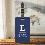 Nedre marinblått, minimalt, modernt monogram bagagebricka<br><div class="desc">Öka din resupplevelse med vår klassiska Elegant Modern Minimalist Monogram Luggage Tag-kod. Detta noggrant designade tillbehör kombinerar sömlöst elegans med contemporaryns minimalism, och ser till att ditt bagage är sofistikerat. Den här bagagetaggen är utformad med precision och noggrannhet. Den är mer än bara en praktisk artikel. Den är en personlig...</div>