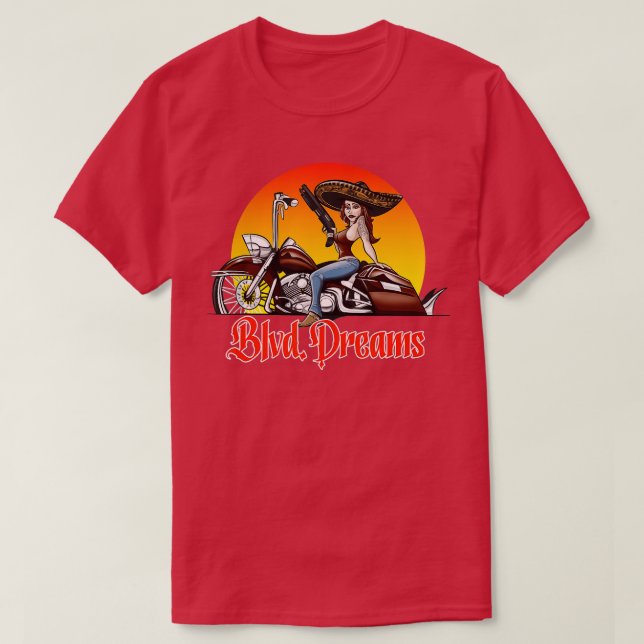 Nedre motorcykel Blvd T Shirt (Design framsida)