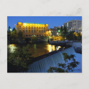 Nedre Spokane Falls och Washington Vatten Power. Vykort