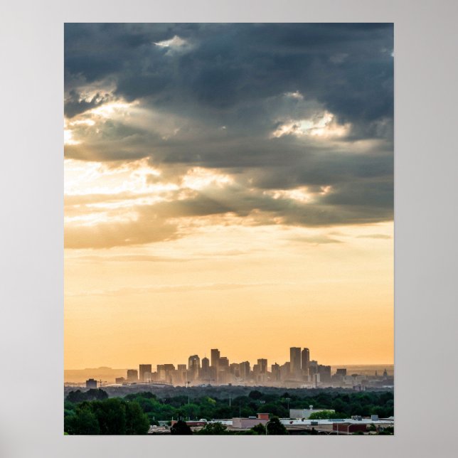 Nedre staden Denver // Sunset Skyline Poster (Framsidan)