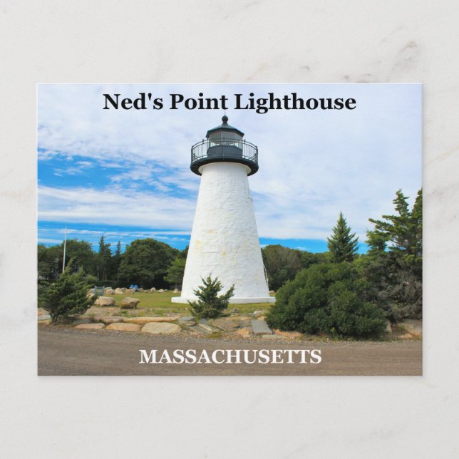 Ned's Point Lighthouse, Massachusetts Postcard Vykort (Framsida)