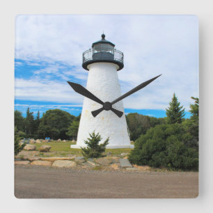 Ned's Point Lighthouse, Massachusetts Wall Clock Fyrkantig Klocka