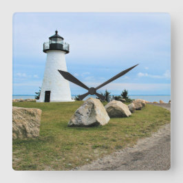Ned's Point Lighthouse, Massachusetts Wall Clock Fyrkantig Klocka
