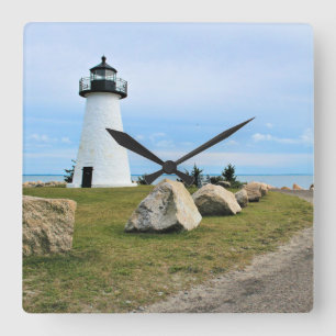 Ned's Point Lighthouse, Massachusetts Wall Clock Fyrkantig Klocka