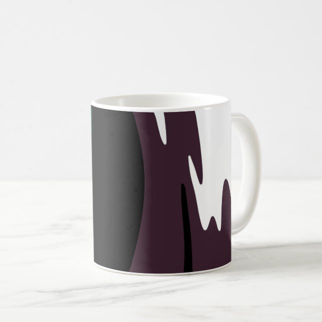 Nedsänkning: Abstrakt Black, White, Lila & Grönt Kaffemugg (Framsida höger)