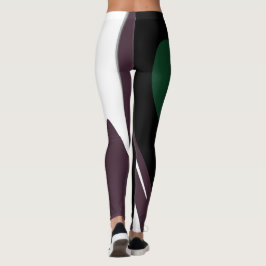 Nedsänkning: Abstrakt Black, White, Lila & Grönt Leggings