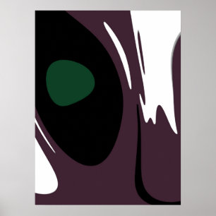 Nedsänkning: Abstrakt Black, White, Lila & Grönt Poster