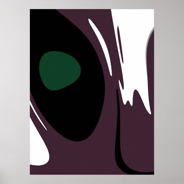 Nedsänkning: Abstrakt Black, White, Lila & Grönt Poster (Framsidan)