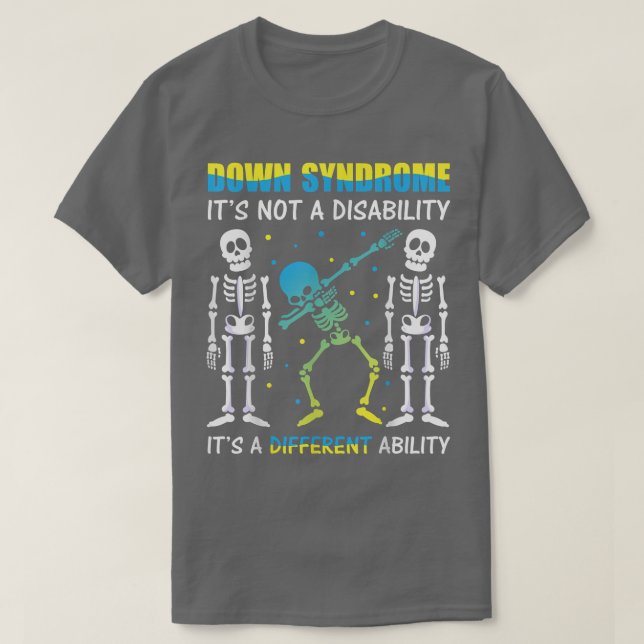 Nedsatt syndrom Medvetenhet Dabbing Skeleton Blue  T Shirt (Design framsida)