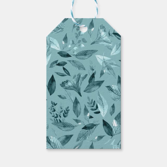 Nedsatt vattenfärg löv 2 presentetikett (Framsidan)