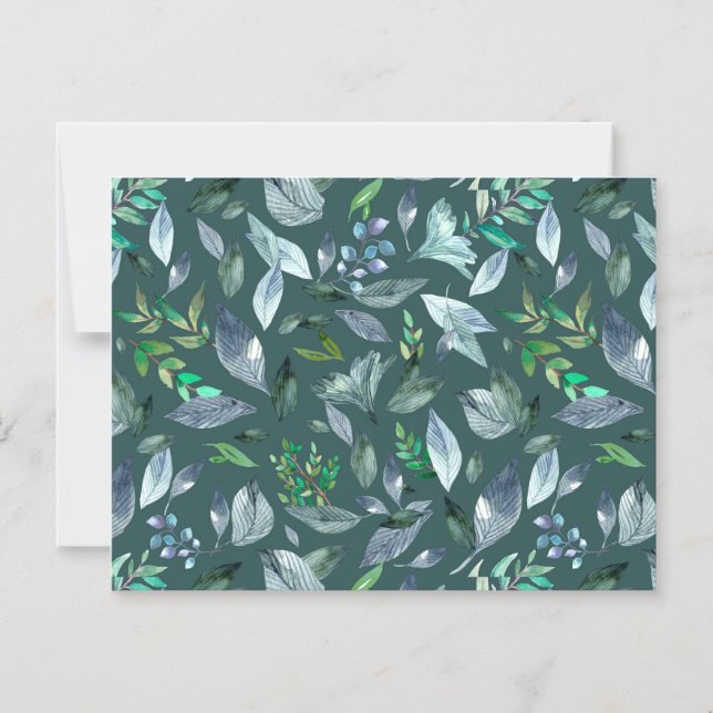 Nedsatt vattenfärg löv 5 magnetisk inbjudningskort (Framsida)