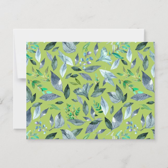 Nedsatt vattenfärg löv 6 magnetisk inbjudningskort (Framsida)