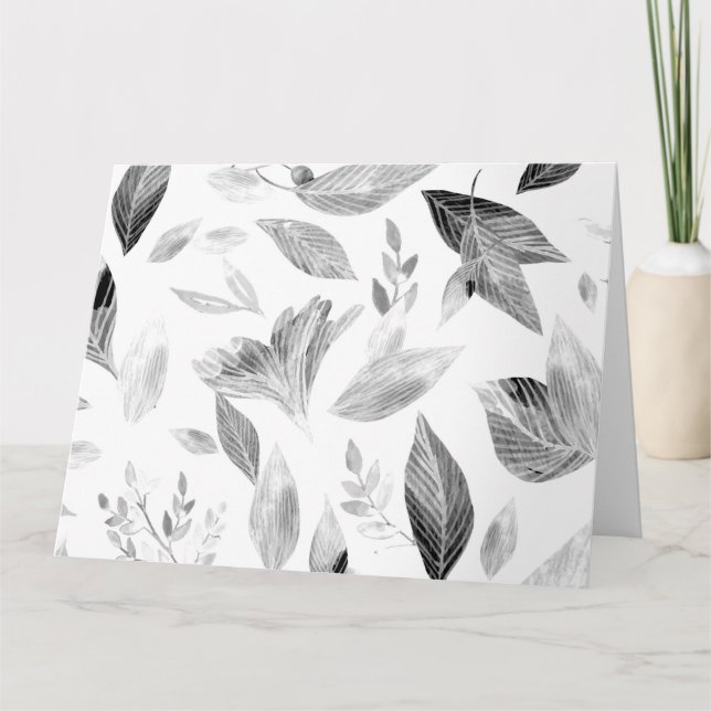 Nedsatt vattenfärg löv 8 tack kort (Framsida)