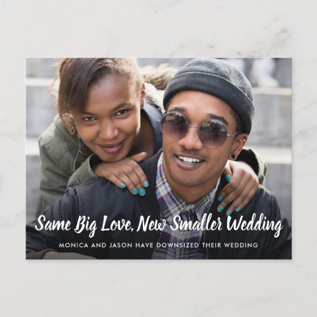 Nedskalad Bröllopsbyte av Planer Foto Meddelande Vykort (Framsida)