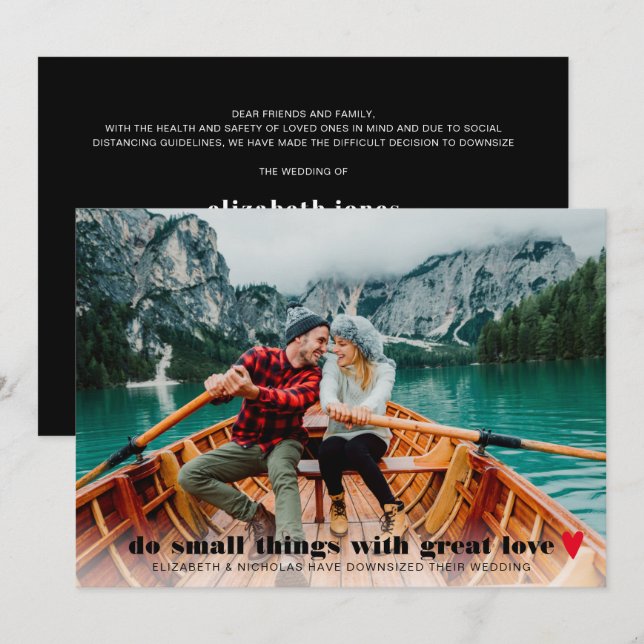 Nedskalad bröllopsfotografianmälan meddelande (Fram/baksida)