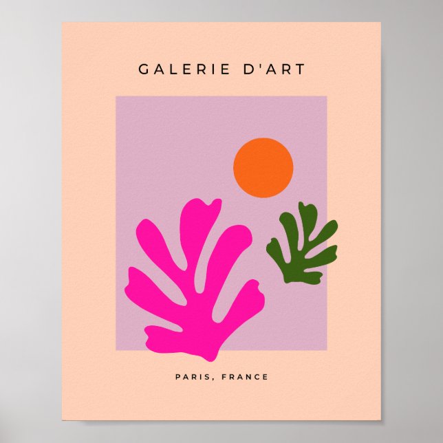 Nedskärning av Löv för rosa och Orange Abstrakt Poster (Framsidan)