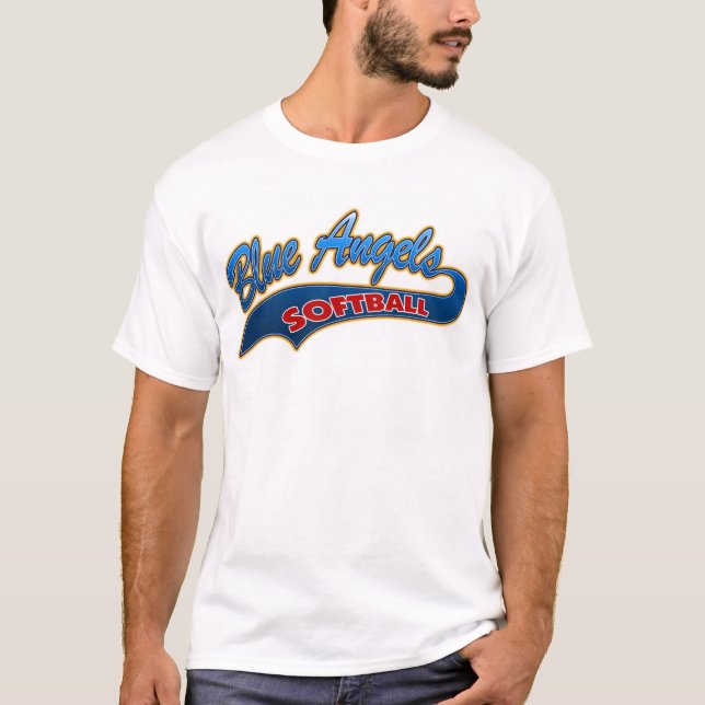 Nedslag för blåttänglarsoftball t-shirt (Framsida)
