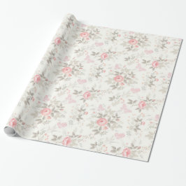 Nedsliten Antik Rosa Rosor Elfenben Brungrå Presentpapper