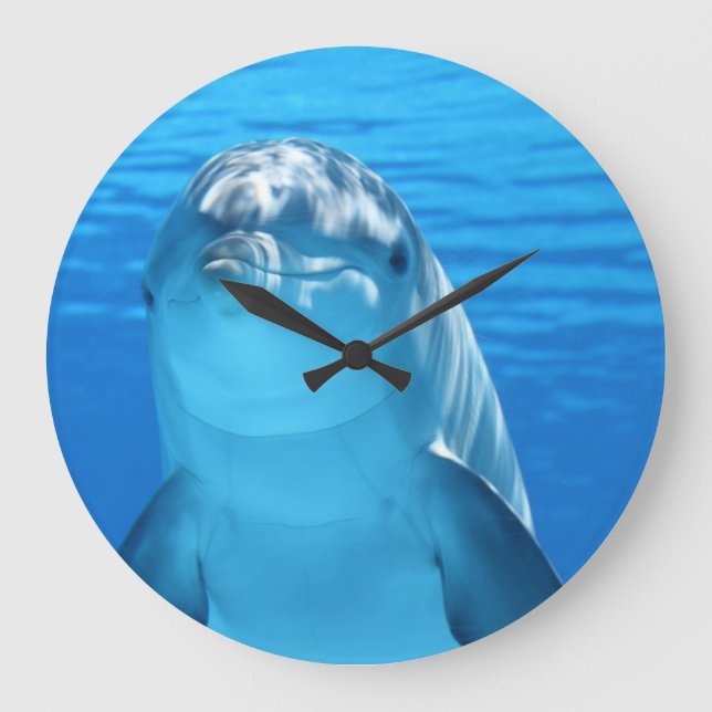 Nedstängd av Dolphin ansikte Stor Klocka (Framsida)