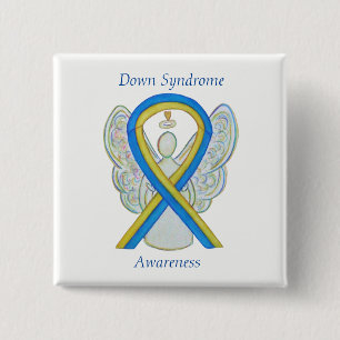 Nedsyndrom Angel Awareness Ribbon Anpassningsbar S Knapp