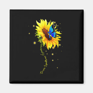 Nedsyndrom Solros T shirt Gift Gult Blue R Magnet