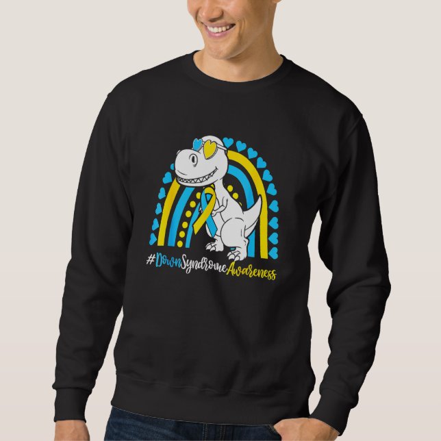 Nedsyndrom T Rex Dinosaur Boys Kids Trisomy T2 Lång Ärmad Tröja (Framsida)