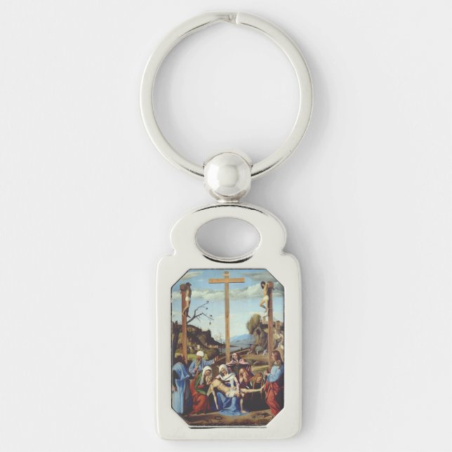 Nedtagningen av Jesus Kristus Rektangulärt Silverfärgad Nyckelring (Framsidan)