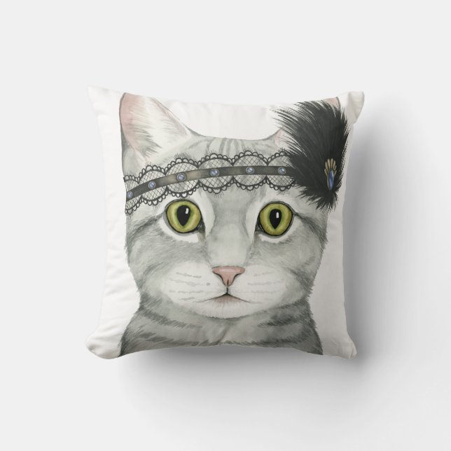 Nedton Cat | Bejeweled med Snöre Kudde (Framsida)