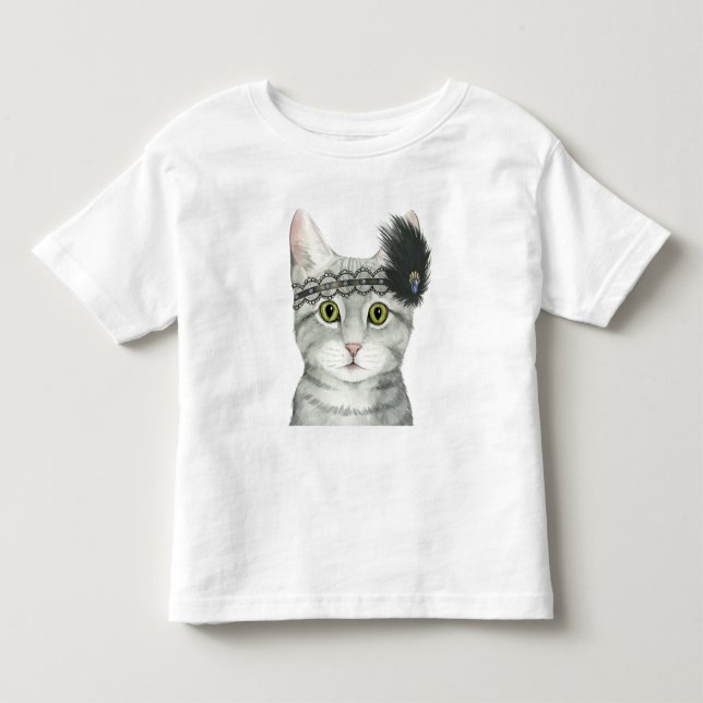 Nedton Cat | Bejeweled med Snöre T Shirt (Framsida)