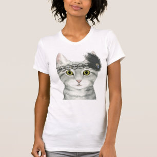 Nedton Cat   Bejeweled med Snöre T Shirt