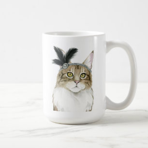 Nedton Cat   Tillagt med fjädrar Kaffemugg